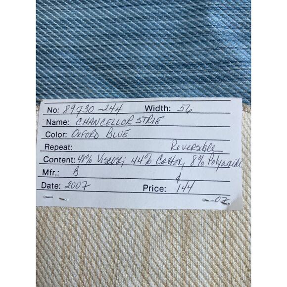 Brunschwig & Fils "Chancellor Strie" fabric vintage swatch 26 х 27 - Picture 4 of 5